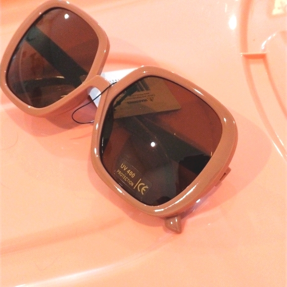 Sunglasses Light Brown Tan Oversized Round Square Rectangle Full Rim - Picture 4 of 15